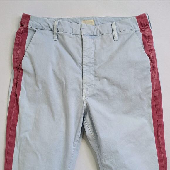 Mother Pants Shaker Prep Fray Women 31 Blue Killing Time Raw Hem Stripe Zipper - Picture 4 of 14